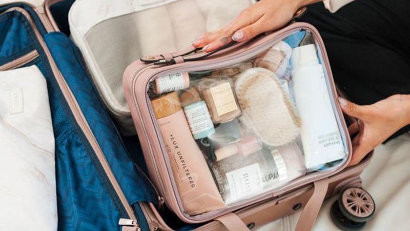 Womens travel bag hand bag purse makeup beauty case inner zip